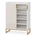 thumbnail image 6 of Spaco Shoe Rack, Minimalist White Shoe Cabinet with Gold Strip - Elegant Storage for Any Room, White, 6 of 8