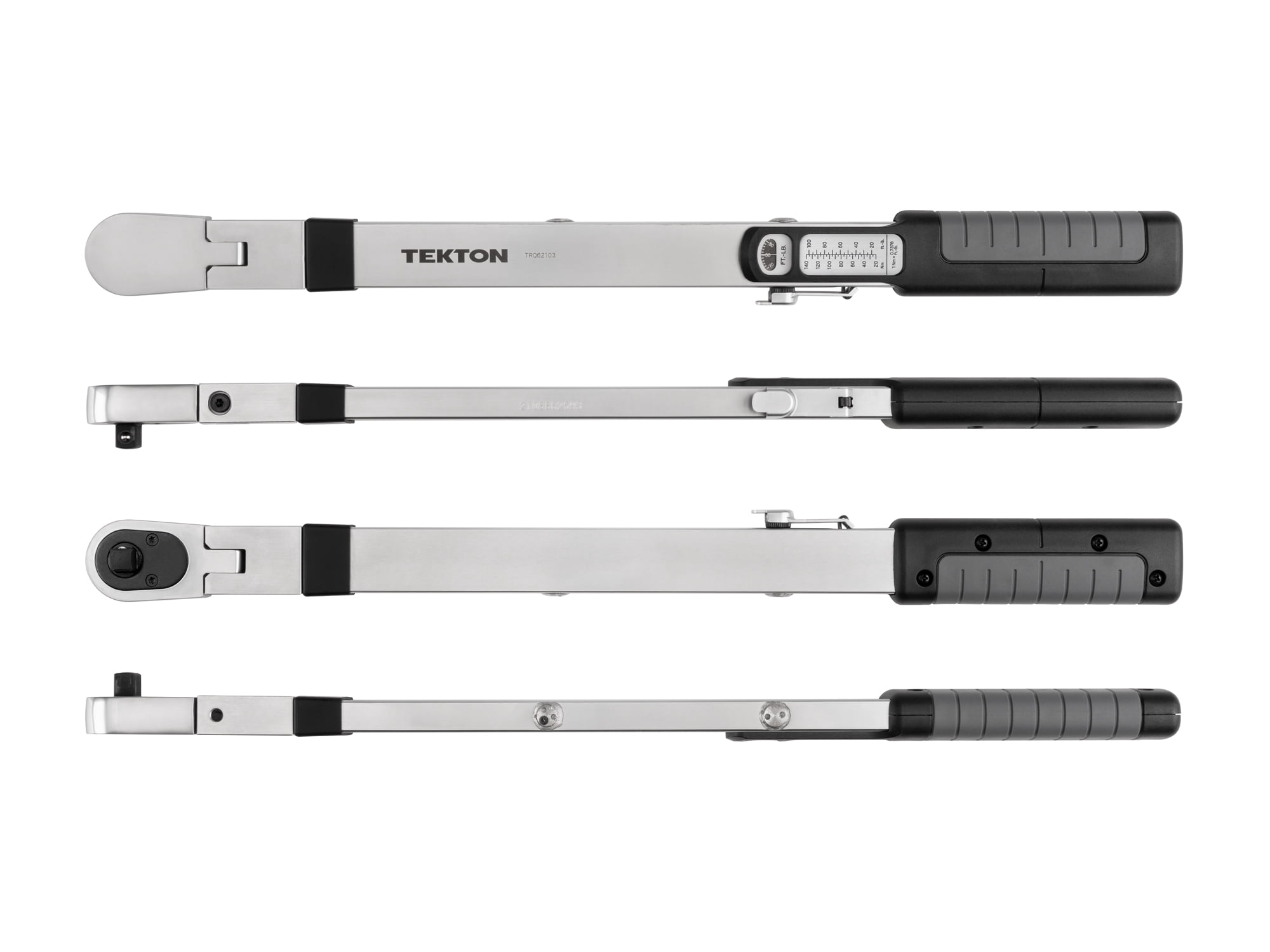 TEKTON 3/8 Inch Drive 72-Tooth Flex Head Split Beam Torque Wrench (20 - 100 ft-lb) | TRQ62103