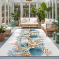 thumbnail image 2 of Area Rugs 3'x5', Beach Coastal Carpet Runner Indoor Outdoor Rugs Home Decor Aesthetic, Nautical Shell Starfish Coral Summer Non Slip Mats Washable Accent Rug for Living Room Bedroom, 2 of 8