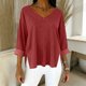 thumbnail image 1 of TaTaai Women's V Neck Imitation Denim Solid Color Long Sleeve Blouses, Street Fashion Loose Slim Soft Skin-friendly All Match Tops Gift, 1 of 6