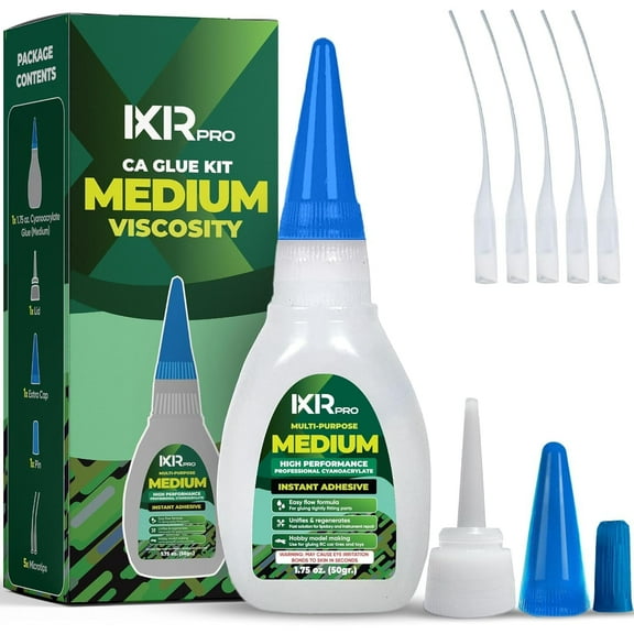 CA Glue Medium Viscosity Kit, 1.75 oz. Cyanoacrylate Glue, Super Glue for Everyday Repairs