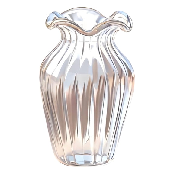 1Pcs Elegant Handmade Glass Vase with Vertical Stripe for Desktop Miniature Decoration, 2X1In (Clear1)