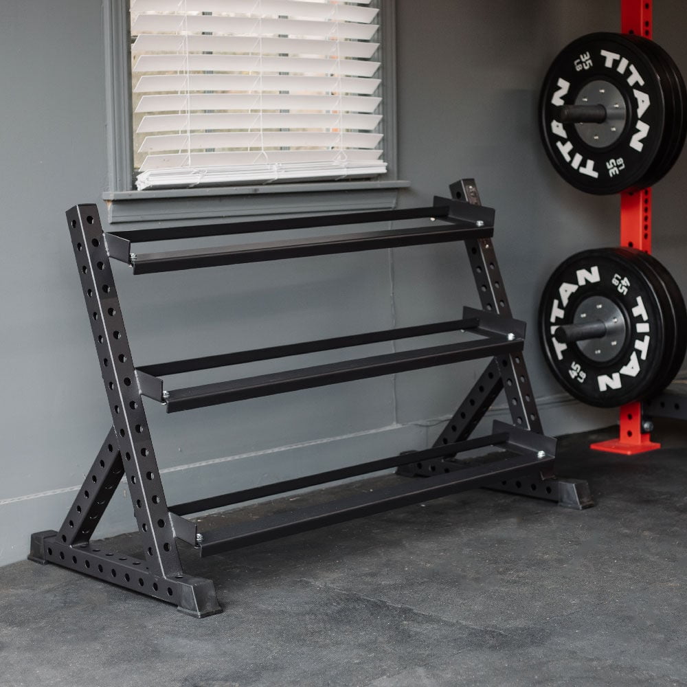 Titan Fitness 3 Tier Dumbbell Rack, Multi-Level Weight Storage Stand Rated 800 LB