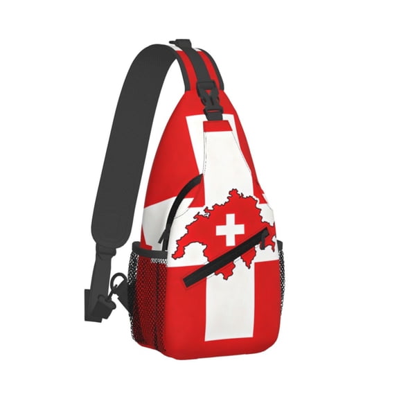 Crossbody Sling Backpack Switzerland Swiss Map Flag Travel Sport Hiking Chest Bag Daypack