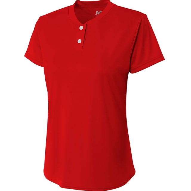 Camiseta henley de 2 botones Tek para mujer ESCARLATA S NW3143