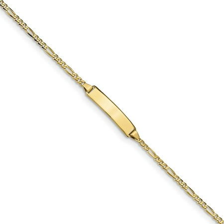 Roy Rose Jewelry 10K Yellow Gold Figaro Link ID Bracelet ~ length: 6 inches