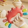 thumbnail image 5 of Cute Crab Infant Rattle Teether Toy for 0-12 Months - Sensory Grip Training Sand Hammer, Colorful Puzzle Toy to Boost Motor Skills & Auditory Development, Easy to Clean,Red, 5 of 6