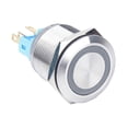 thumbnail image 2 of Interruptor de botón pulsador de acero inoxidable de 22 mm y roja Cabeza plana Cola Interruptor de botón pulsador de 22 mm, 2 of 6