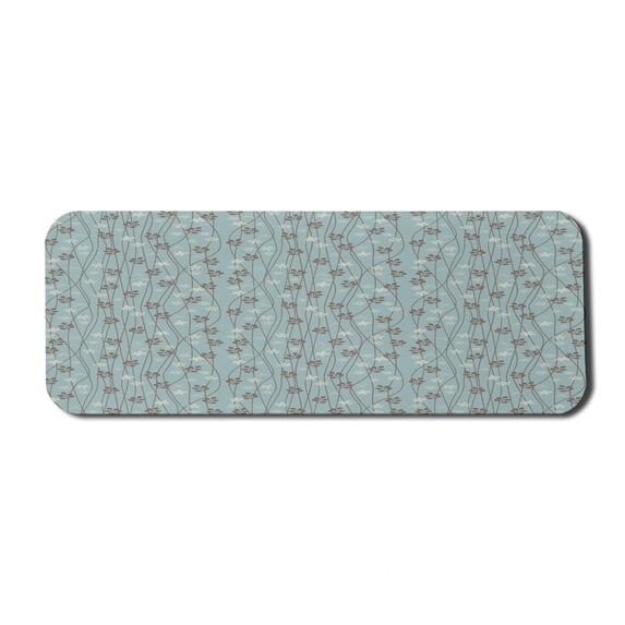 Vintage Computer Mouse Pad, Floral Rustic Composition with Blossoming Branches Wildflowers Garden, Rectangle Non-Slip Rubber Mousepad Large, 31" x 12" Gaming Size, Pale Blue Cream Umber, by Ambesonne