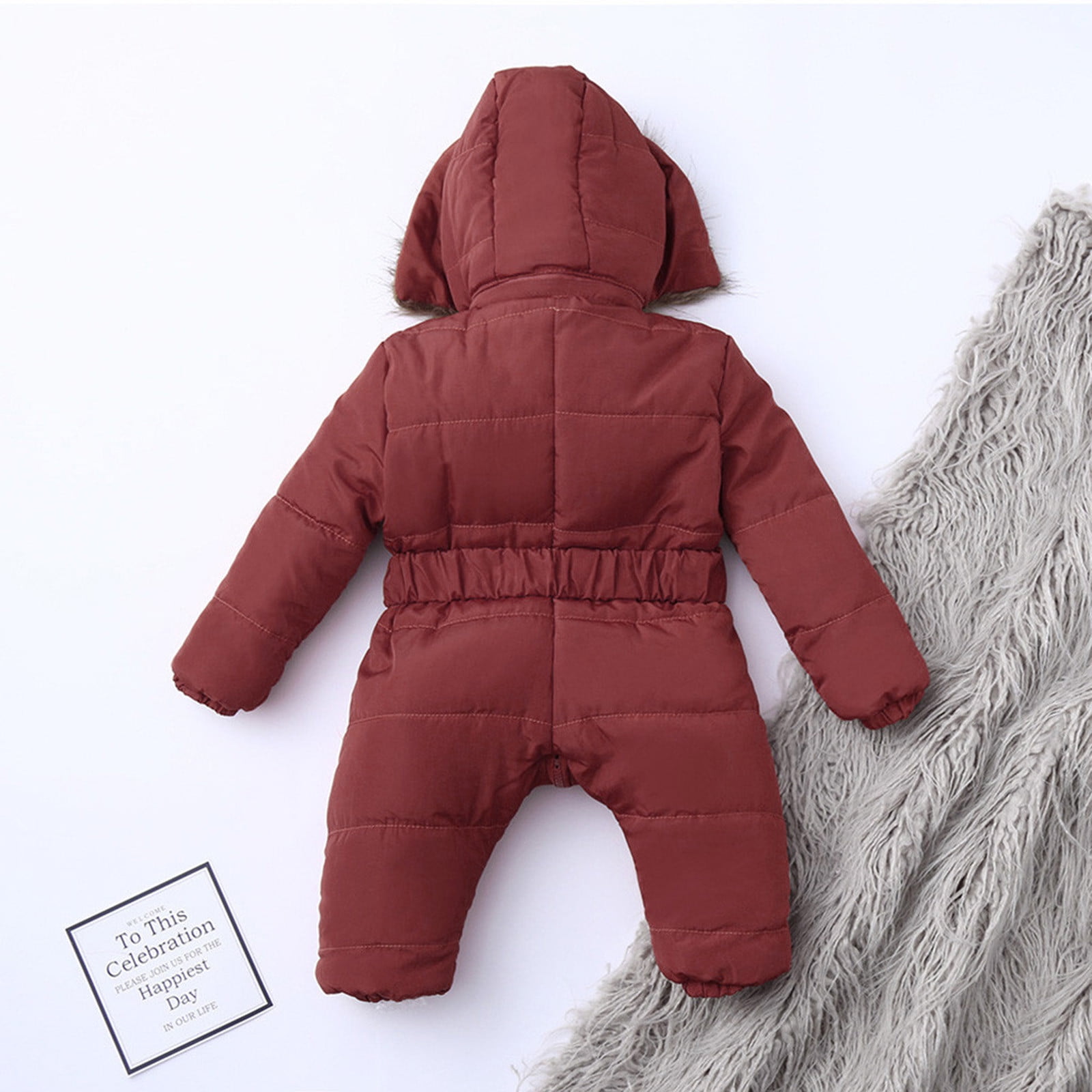 Toddler Girls Snowsuit Hooded Infant Romper Coat for Baby Snow Coat Long Sleeve Windproof Cute Baby Christmas Snowsuit 6-9 Months