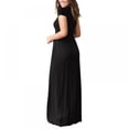 thumbnail image 4 of Xmarks Women Short Sleeve Loose Plain Maxi Dresses Casual Long Dresses Pockets, Black, 2XL, 4 of 4
