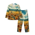 thumbnail image 1 of Fotbe Field Style Bicycle Young Sunflower Pijama de Hombre con Estampado de Manga Larga, Conjunto de 2 Piezas, Ropa de Dormir Suave y Cómoda con Bolsillos-Medium, 1 of 7