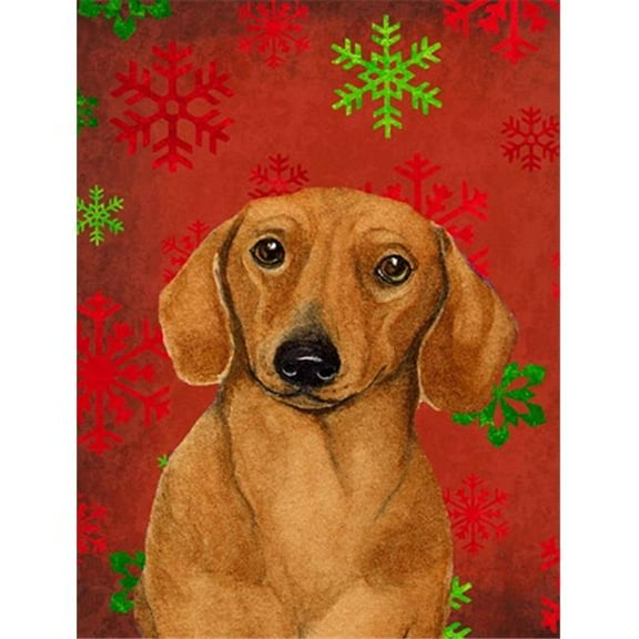 11 x 15 In. Dachshund Red And Green Snowflakes Holiday Christmas Flag, Garden Size