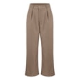 thumbnail image 6 of FUNUONY Hot Sale!! Women's Cotton Linen Palazzo Pants Elastic Waist Casual Wide Leg Trousers Women's Fashionable Casual Solid Color Long Tube Comfortable Long Casual Pants Coffee Xxl, 6 of 9