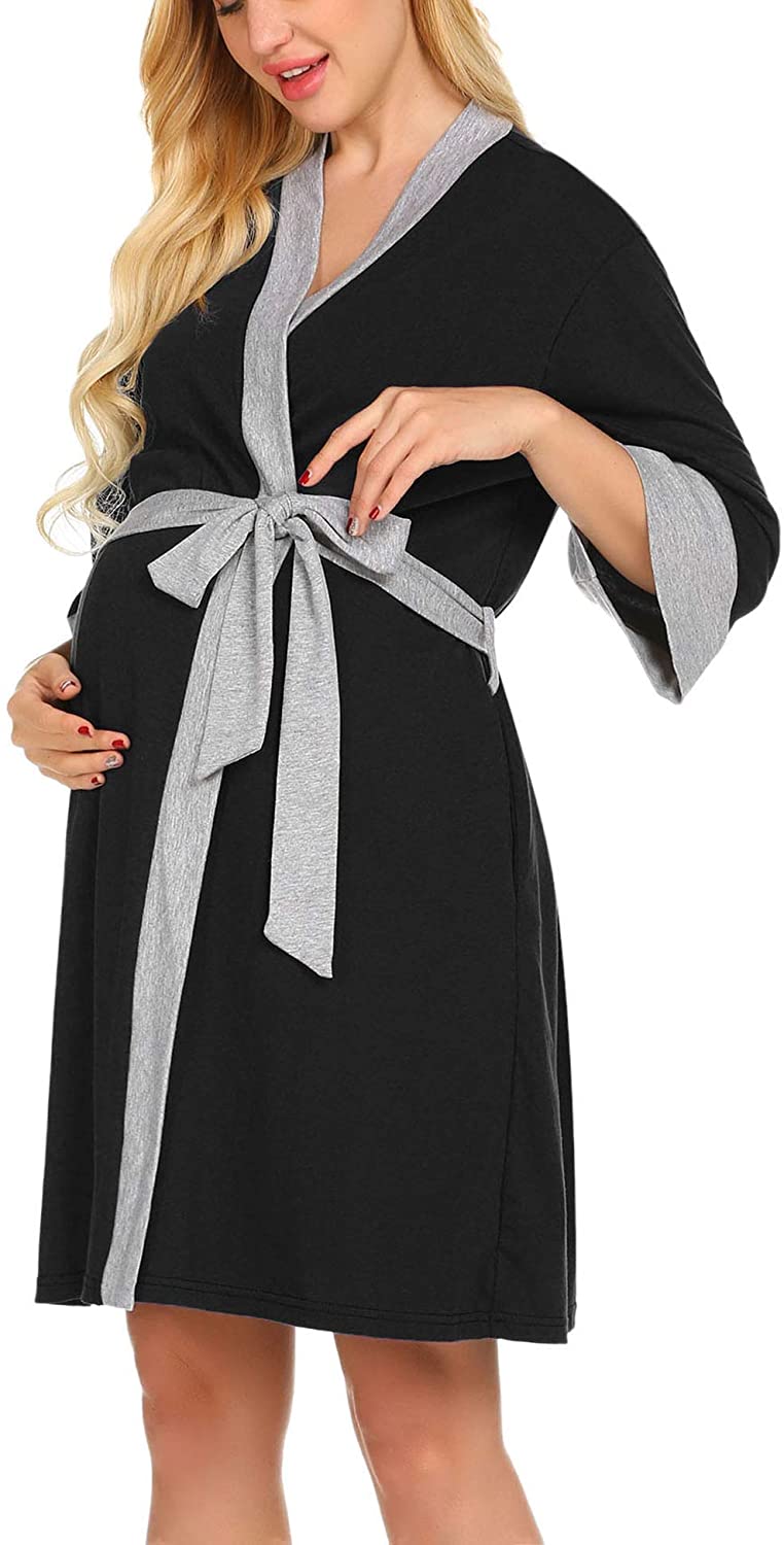 Maternity Nursing Robe Delivery Nightgowns Hospital Breastfeeding Gown