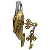 Solid Brass Fish Padlock with 2 Keys, Beautiful Fully Functional Lock ...