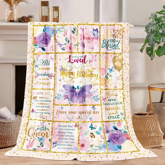 Birthday Gifts for Women - 80x60 Inch Unique Throw Blanket for Her, Best Friend Birthday Gifts for Women, Thoughtful Gifts for Woman Birthdays Unique Ideas (Mom, Wife, Sister, Grandma)