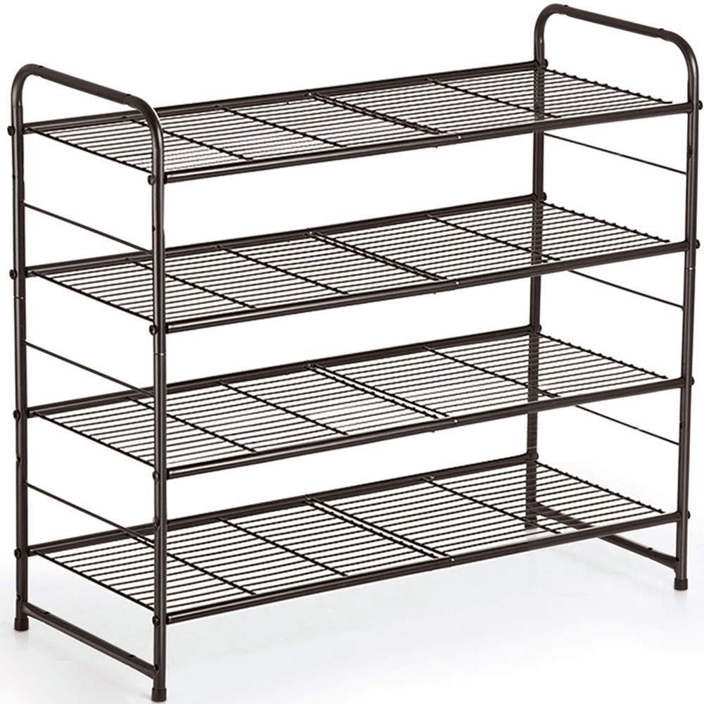 Fuleadture 4-Tier Shoe Rack, Stackable & Adjustable Wire Grid Shoe ...