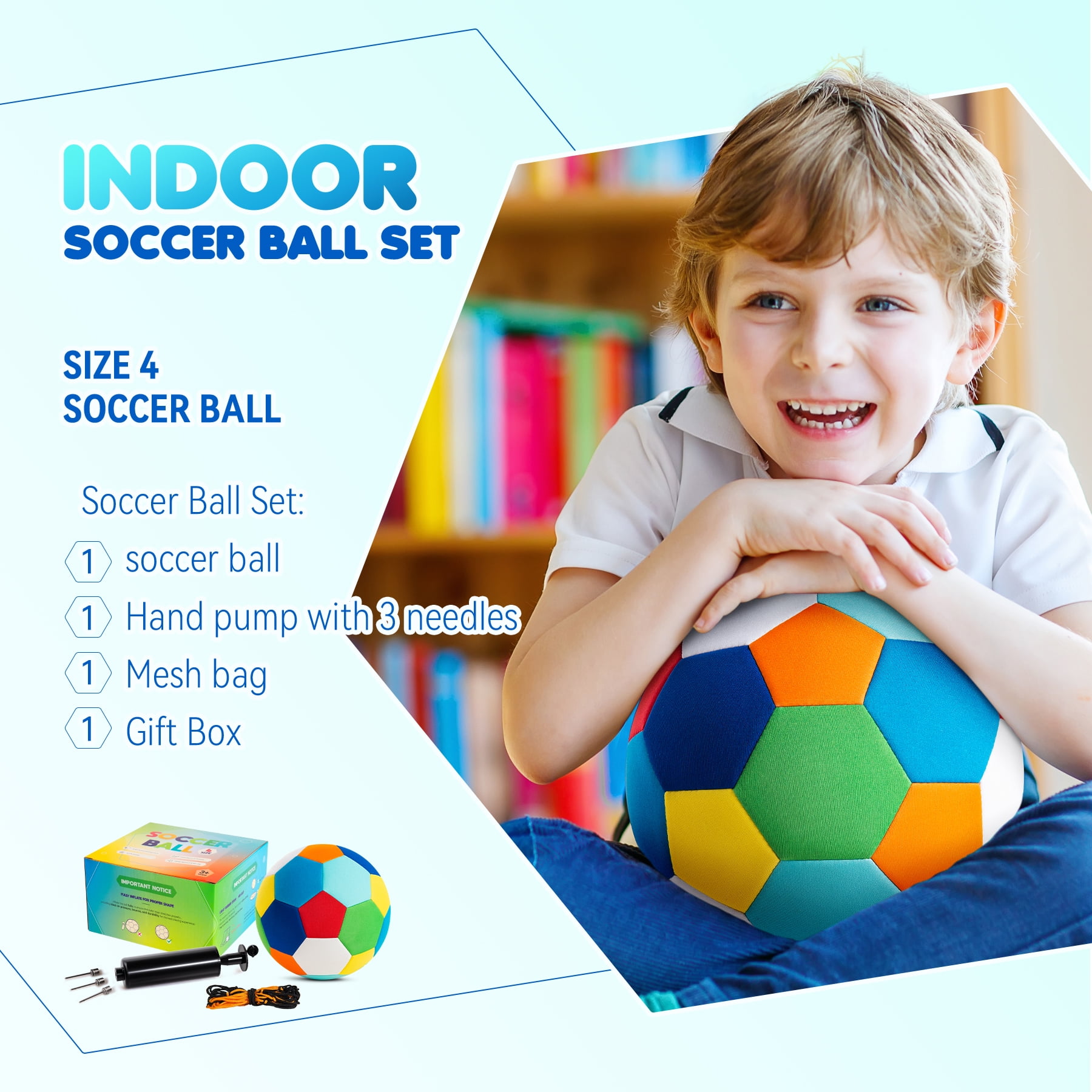 PLAYZAP Size 4 Soft Indoor Soccer Ball – Quiet, Safe for Toddlers & Kids Ages 3-12