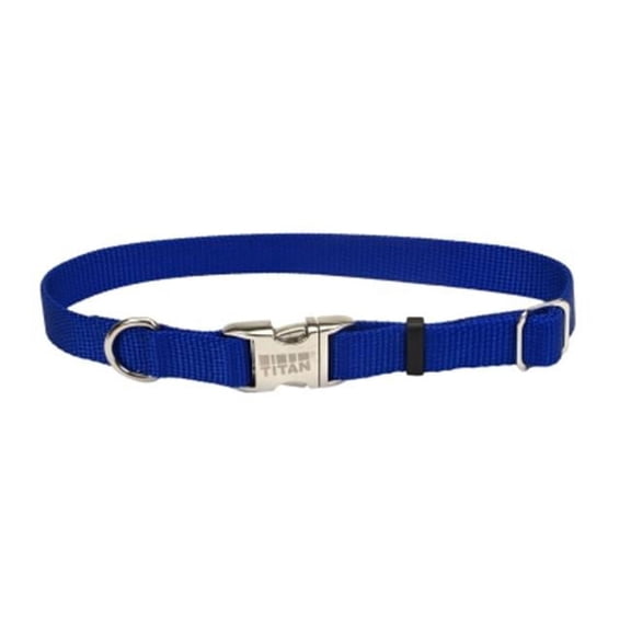 Coastal Adjustable Dog Collar with Metal Buckle, Blue, Medium - 1" x 14"-20"