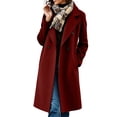 thumbnail image 2 of Smsaxvxz Women’s Notched Lapel Double Breasted Pea Coat Long Coats Fall Winter Jackets 2026 Wine 2XL, 2 of 9