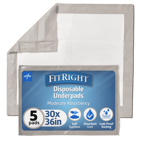 FitRight Disposable Adult Bed Pads for Incontinence, Furniture, or Pets, Extended Use, Large, 30 x 36in, 70 Count