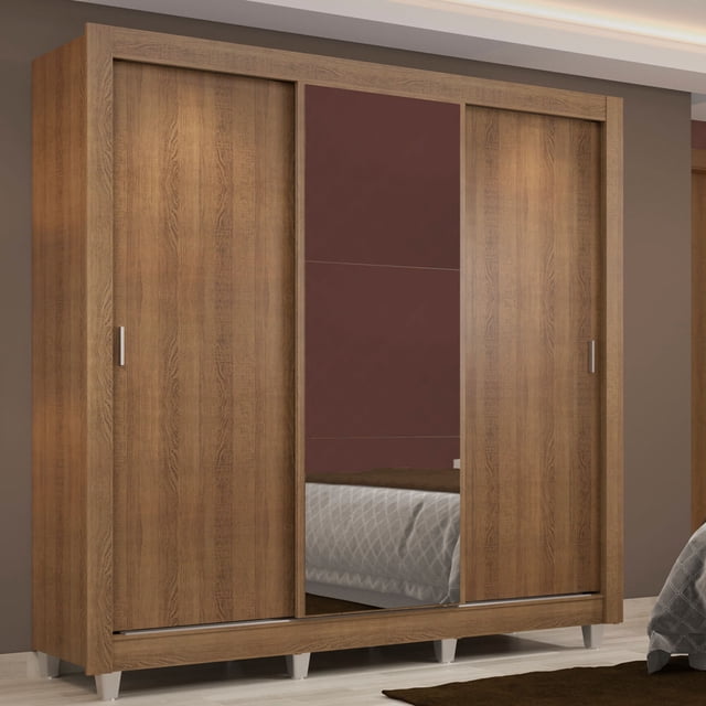 Ropero Closet Madesa Lyon 3 Puertas con Espejo y Pies M