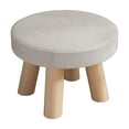 thumbnail image 2 of Modern Round Wooden Foot Stool with Soft Padded Seat, Non-Slip Small Step Stool for Living Room Hallway, Adults Step Up Stool, 2 of 6