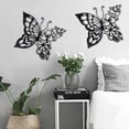 thumbnail image 2 of Decoración mural EZ4ENCE con forma de mariposa y flor de metal, color negro, 2 of 5