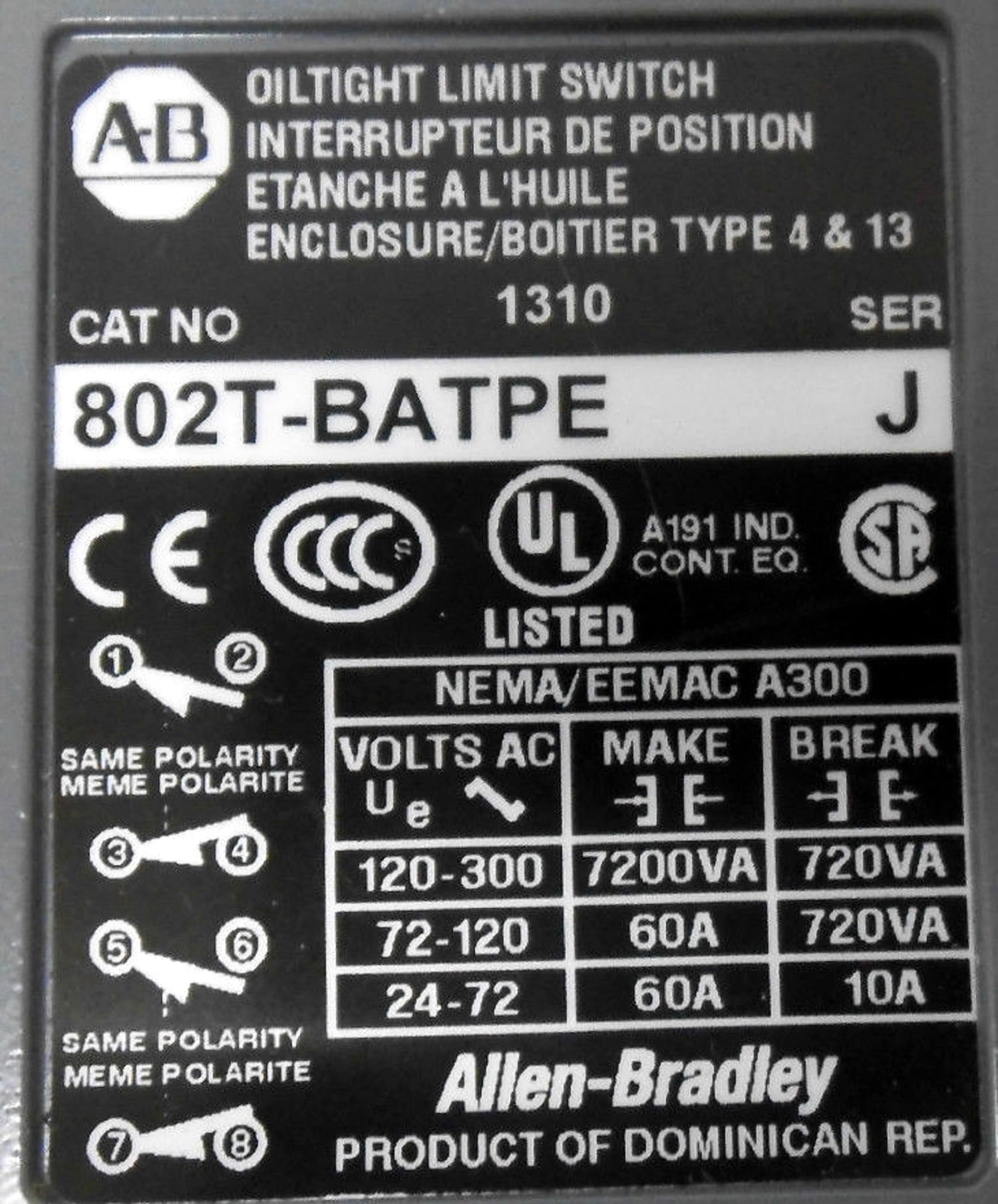 allen bradley 802t catalog on Allen Bradley 802t Batpe 802t Series Oiltight Plug In Safety Limit Switch Walmart Com Walmart Com