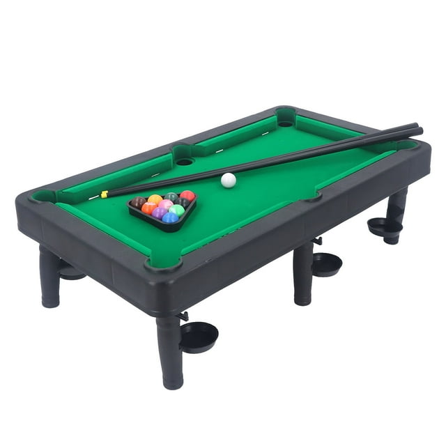 Miniature Pool Table Set, Exercise Coordination Triangle Rack Tabletop Billiards Table Set 11 Balls Compact for Daily Play