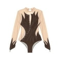 thumbnail image 5 of Yeahdor Womens Rhinestone Gymnastics Leotard Long Sleeve Figure Skating Bodysuit Ballet Dance Leotard Dark Brown XL, 5 of 7