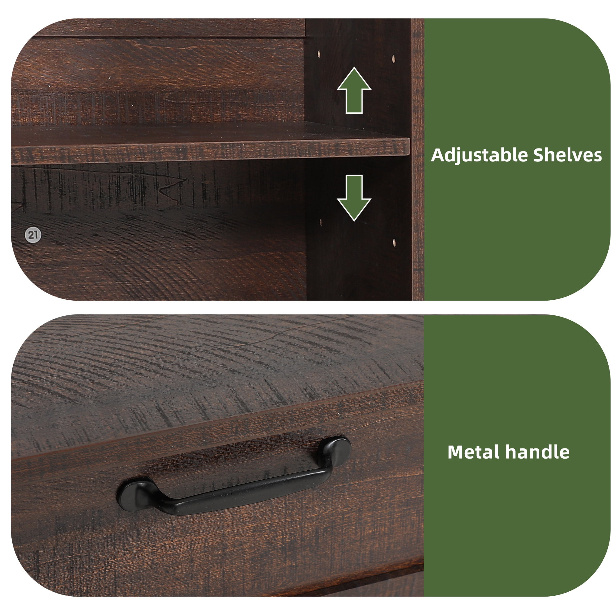 Uforic Tilt Out Trash Storage Cabinet with Drawers & Doors, Kitchen Sideboard Cabinet for Double 10-gal Trash Bins Storage, Brown