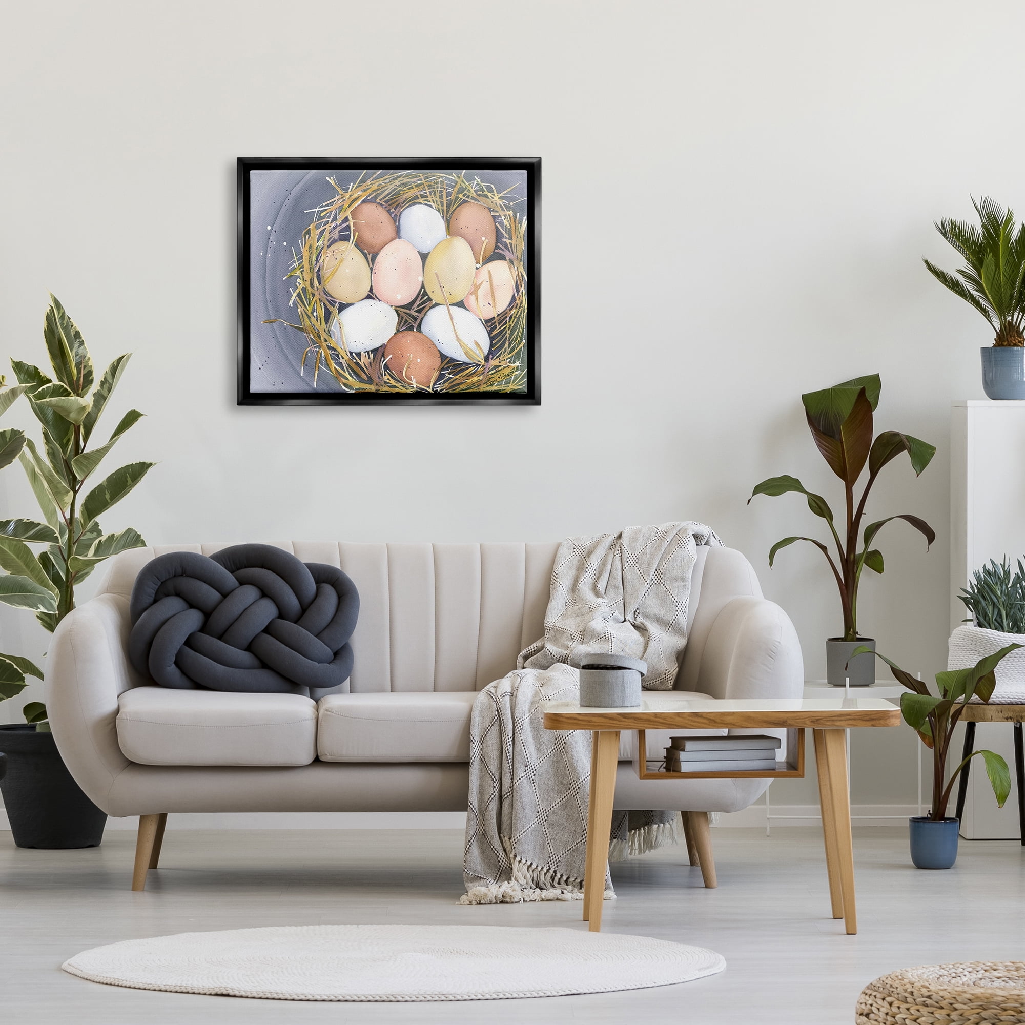 Stupell Industries Bird Nest Eggs Nature Painting Animals & Insects Painting Black Floater Framed Art Print Wall Art