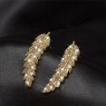 thumbnail image 3 of HAHDAXIA Crystal Leaf Earrings for Women Pierced Leaf Ear Climber Earrings Feather Earrings Rhinestone Leaf Ear Crawler Earrings Hypoallergenic Leaf Stud Earrings, 3 of 6