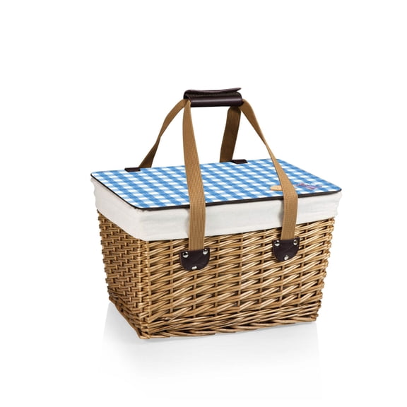 Ratatouille - Canasta Wicker Basket, Beige Canvas with Blue Lid
