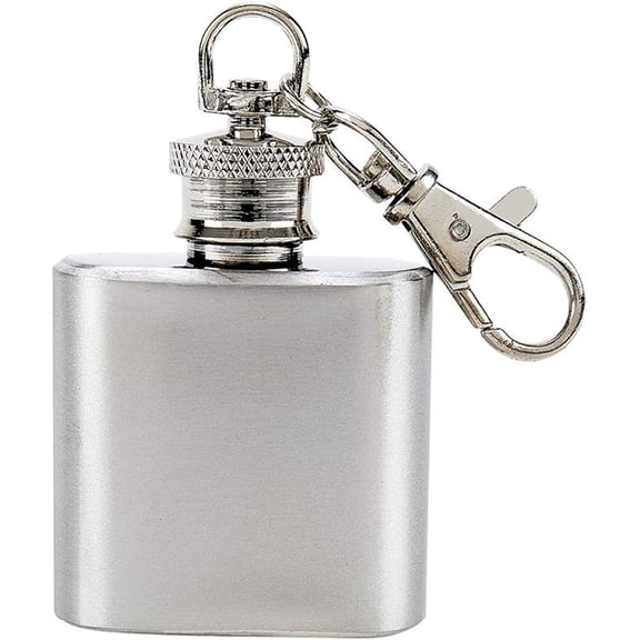 Stainless Steel KEY CHAIN ring Mini drinking Flask 1oz