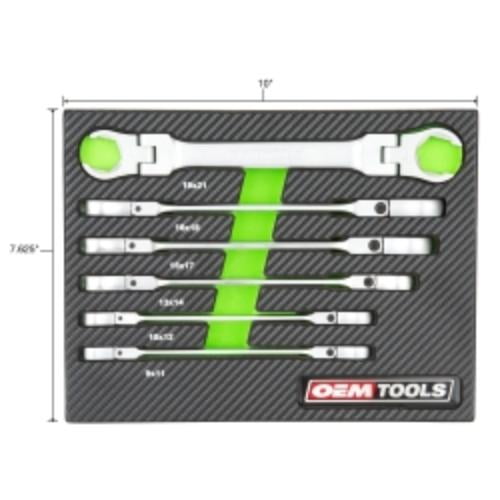 OEM TOOLS 22064 6 Piece Flex Head Flare Nut Wrench Set - Metric