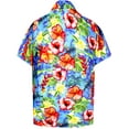 thumbnail image 2 of HAPPY BAY Men's Hawaiian Shirts Vacation Beach Shirts Casual Short Sleeve Button Down Collared Shirt Men L Blue, Floral Periwinkles, 2 of 7