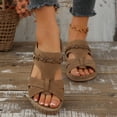 thumbnail image 7 of Caywon Women Wedge Sandals Dressy Soft Leather Sandal,Rubber Sole,Comfortable Walking,Casual Slip on Summer Sandals Slide Sandal Shoes, 7 of 7
