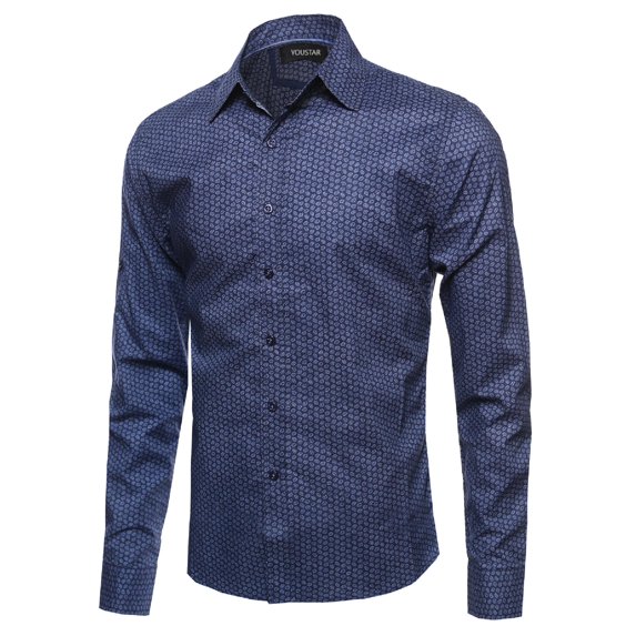 FashionOutfit Men's Long Sleeve Patterned Button Down Shirt