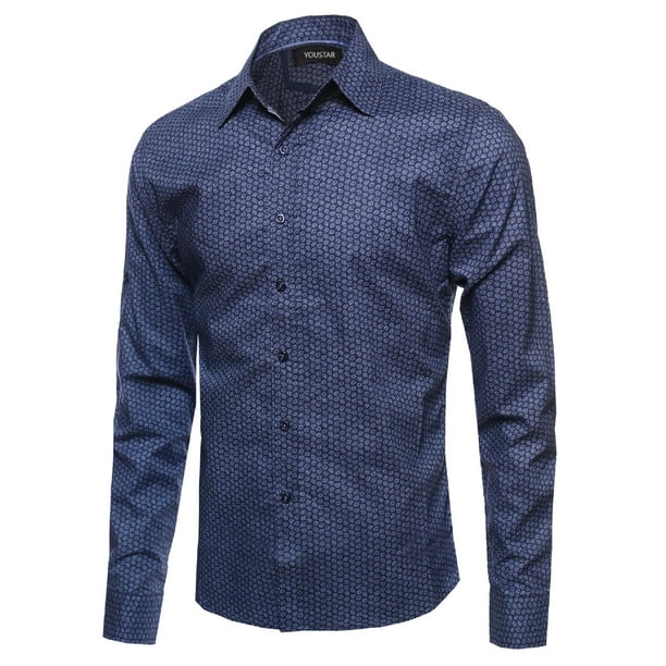 FashionOutfit - FashionOutfit Men's Long Sleeve Patterned Button Down 