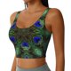 thumbnail image 2 of Fotbe Peacock Feathers Sujetador Deportivo Largo sin Aros para Mujer con Almohadillas y Soporte Medio, Transpirable y Absorbente, Camiseta Tipo Chaleco o Tank Top-X-Large, 2 of 8