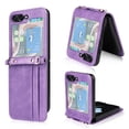 thumbnail image 1 of Slim Wallet Case for Samsung Galaxy Z Flip 5 (2023), Adjustable Crossbody Strap Premium PU Leather + Hard PC Folding Cover with Card Holder Slots for Samsung Galaxy Z Flip 5 5G, Purple, 1 of 8