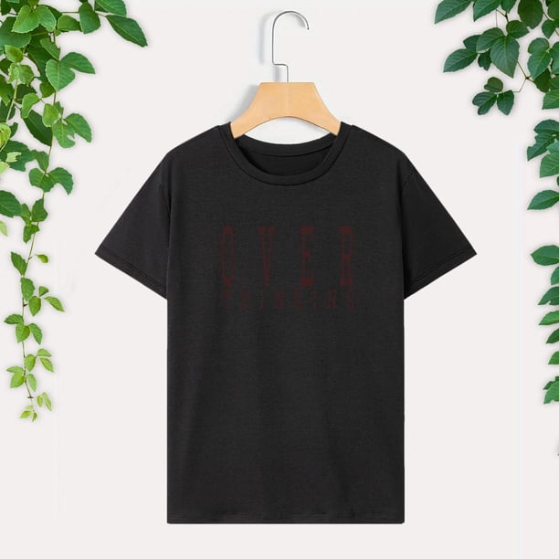 Camiseta para mujer, camiseta básica, elegante, transpirable, cuello redondo, camiseta de manga corta para desplazamientos M