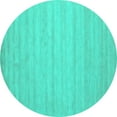 thumbnail image 1 of Ahgly Company Machine Washable Indoor Round Solid Turquoise Blue Modern Area Rugs, 4' Round, 1 of 4