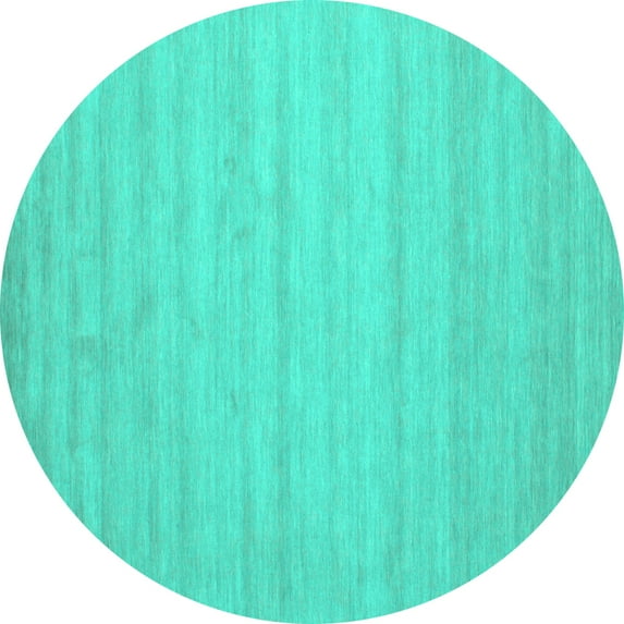 Ahgly Company Machine Washable Indoor Round Solid Turquoise Blue Modern Area Rugs, 4' Round