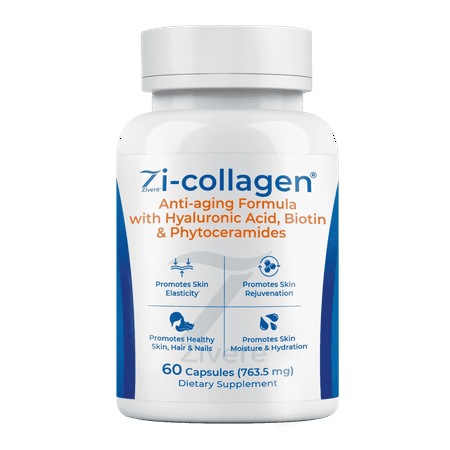 Zivere Zi-Collagen Premium Marine Collagen Supplement for Hair, Skin & Nails Support, 60 Capsules