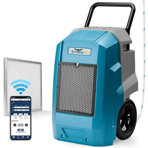 ALORAIR 180 Pints Smart WiFi LGR Commercial Dehumidifier with Pump Drain Hose, 2,300 Sq.Ft Dehumidifier Portable Industrial Dehu with Wheels for Water Damage Restore, Basements, Garages, and Job Site