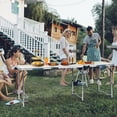 thumbnail image 5 of Folding Table 6 Foot Portable Heavy Duty Plastic Fold-in-Half Utility Table Small Indoor Outdoor Adjustable Height Folding with Carrying Handle, Camping and Party,White | Portable, 5 of 14